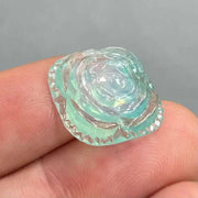 1 Vintage Green Sea Foam Japan Opal Square Glass Cabochon - Sea Beads