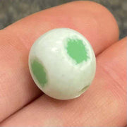 1 Vintage Green White Japan Window Glass Bead - Sea Beads