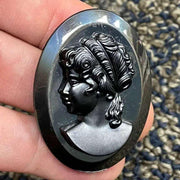 1 Vintage Gunmetal Acrylic Cameo Large Cabochon - Sea Beads