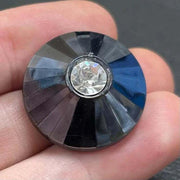1 Vintage Gunmetal Rhinestone Glass Button - Sea Beads