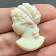 1 Vintage Ivory Cameo Glass Cabochon - Sea Beads