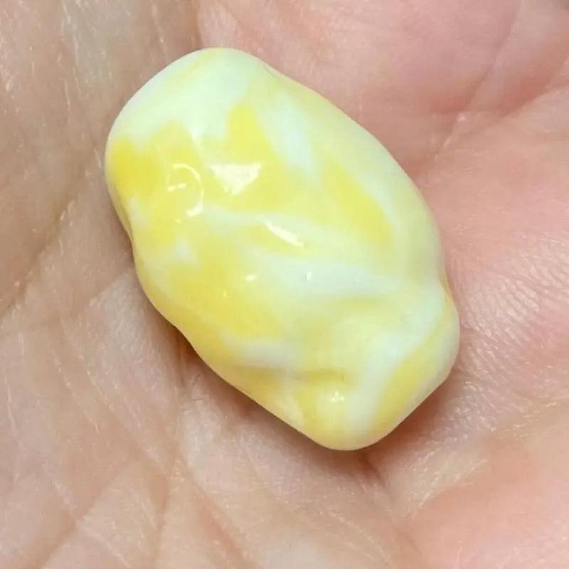 1 Vintage Large Japan Yellow Baroque Glass Bead - Sea Beads