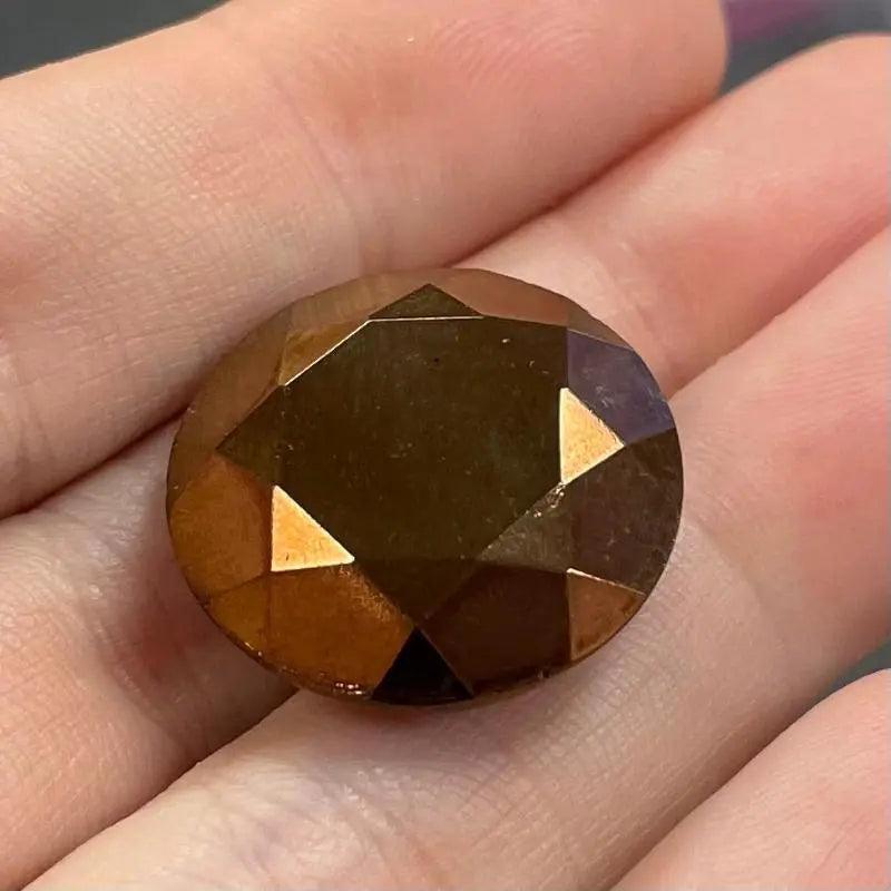 1 Vintage Large Point Back Copper Glass Stone - Sea Beads