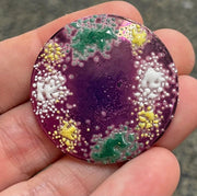1 Vintage Pink Magenta Glazed Round Glass Cabochon - Sea Beads