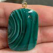 1 Vintage Marbled Green Glass Pendant - Sea Beads