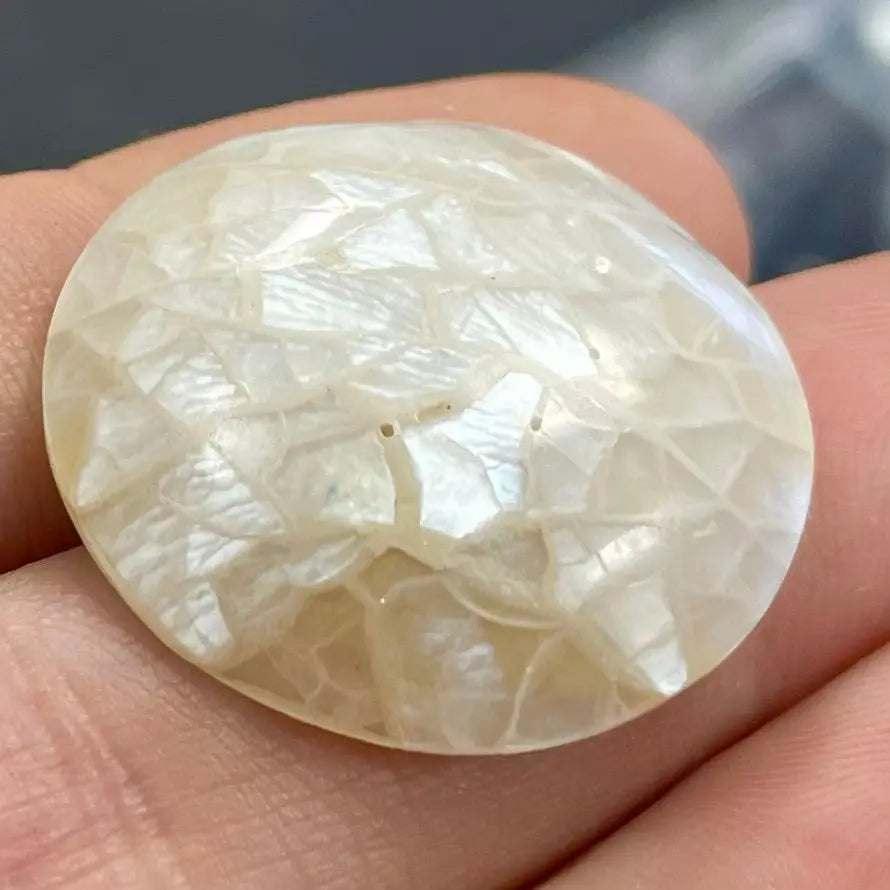 1 Vintage Mother of Pearl Mosaic Cabochon - Sea Beads