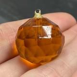 1 Vintage Old Czech Topaz Faceted Glass Pendant - Sea Beads