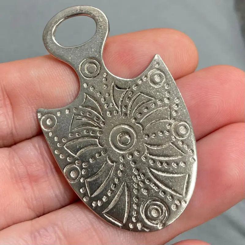 1 Vintage Silver Pewter Stippled Pendant - Sea Beads