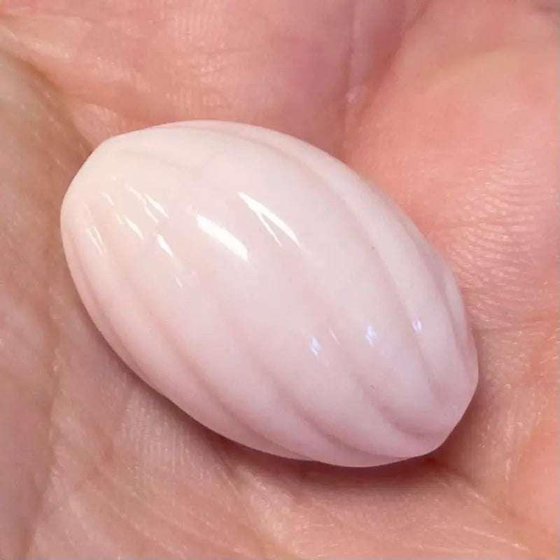1 Vintage Pink Cotton Candy Japan Oval Twist Glass Bead - Sea Beads
