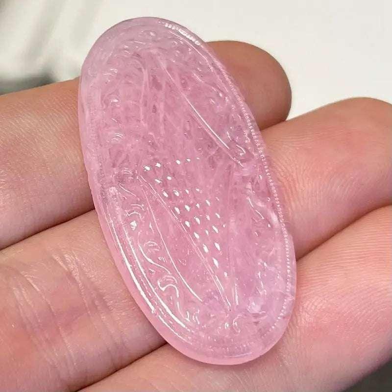 1 Vintage Pink Japan Diamond Oval Glass Cabochon - Sea Beads