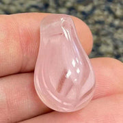 1 Vintage Pink Striped Glass Pendant - Sea Beads