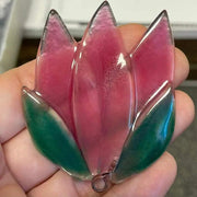 1 Vintage Pink Tulip Handmade Glass Pendant - Sea Beads