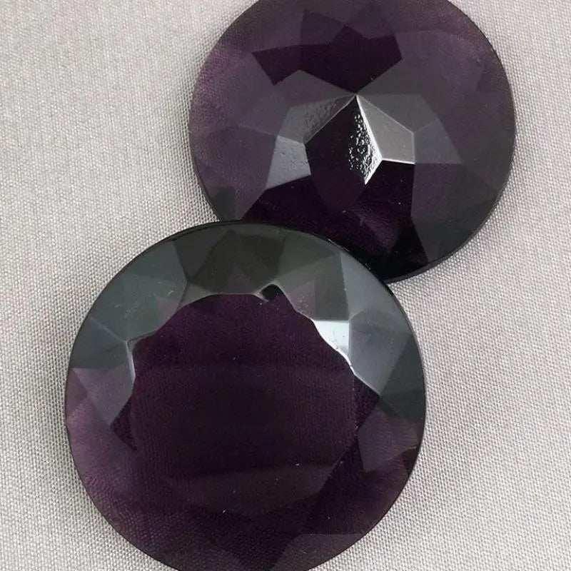 1 Vintage Purple Czech Round Large Glass Stone - Sea Beads