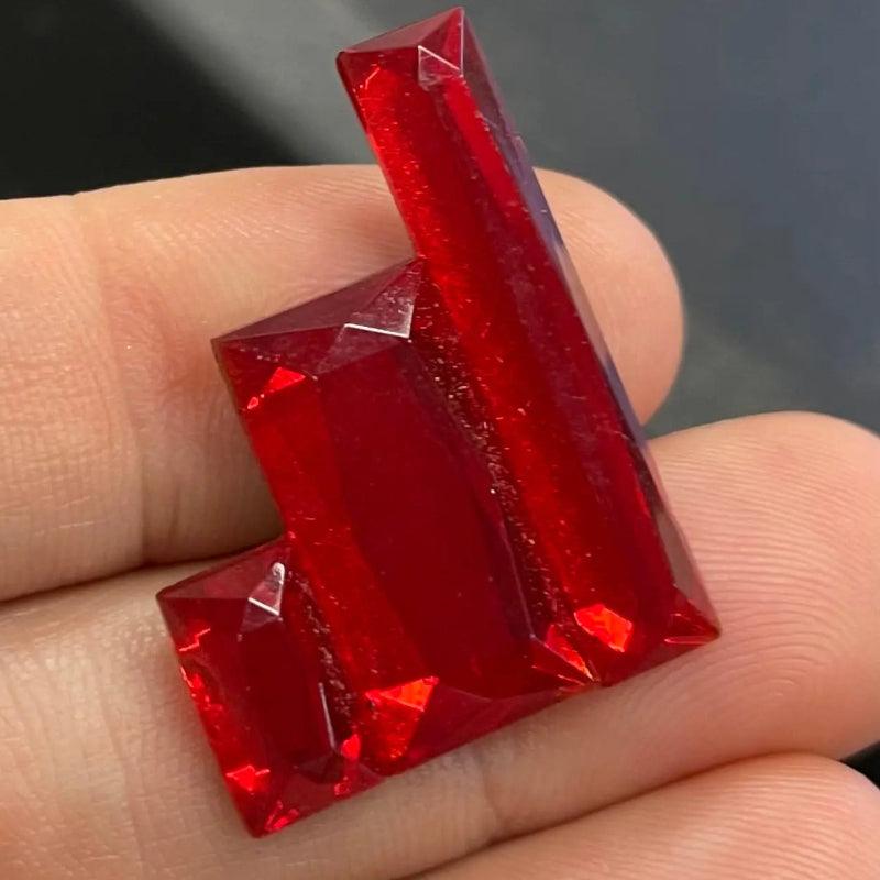 1 Vintage Red Deco Glass Cabochon - Sea Beads