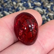 1 Vintage Red Japan Foil Oval Glass Cabochon - Sea Beads