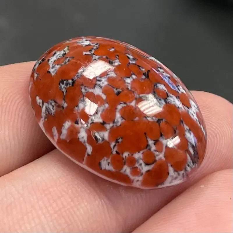 1 Vintage Red Mauve Japan Matrix Oval Glass Cabochon - Sea Beads