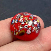 1 Vintage Red Millefiori Round Glass Cabochon - Sea Beads