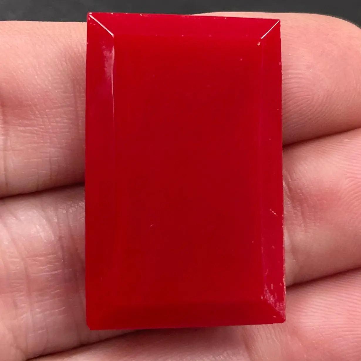 1 Vintage Red Rectangle Glass Stone - Sea Beads