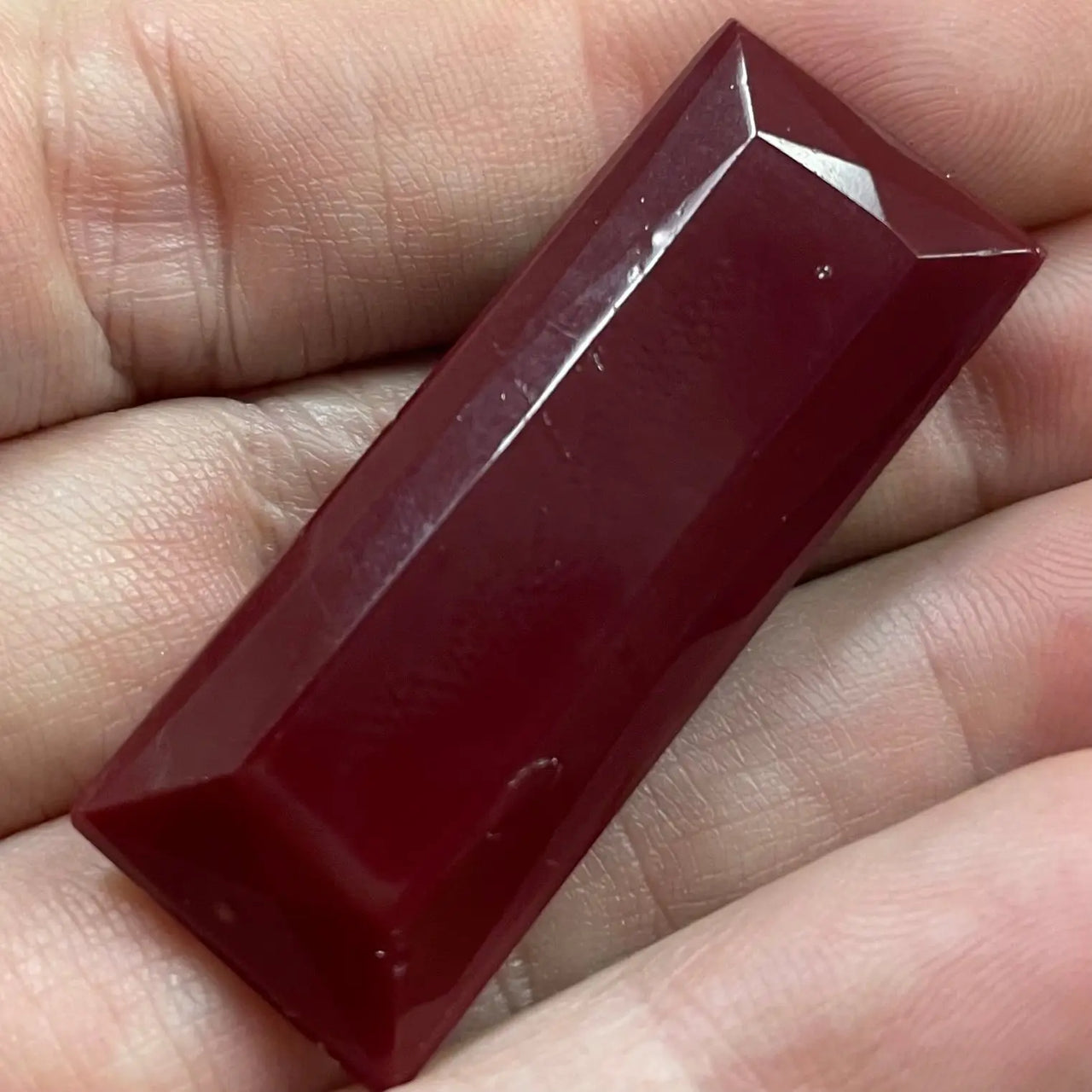 1 Vintage Red Rectangle Glass Stone #9241 - Sea Beads