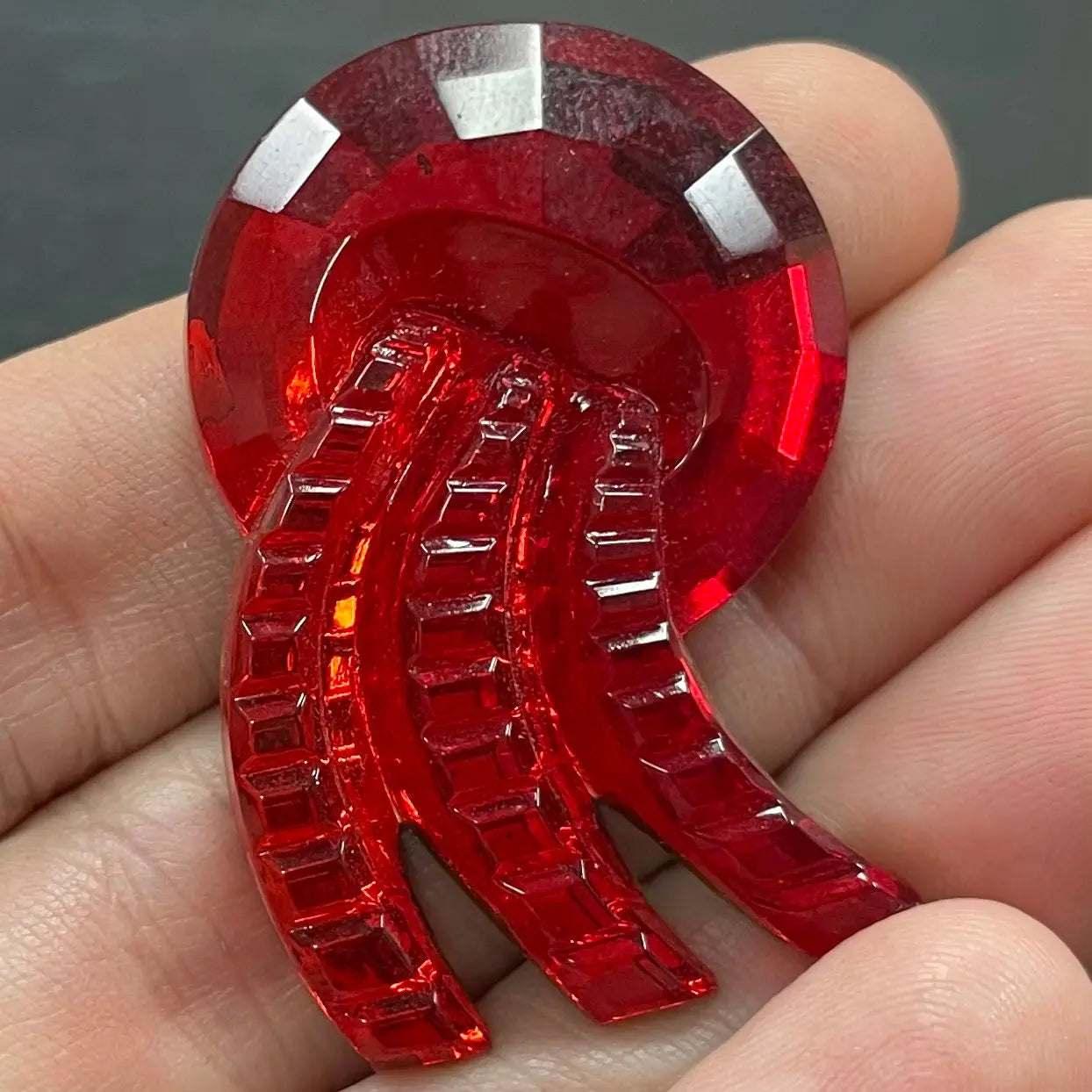 1 Vintage Red Rocket Glass Cabochon - Sea Beads