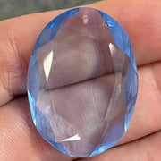 1 Vintage Blue Sapphire Oval Glass Pendant - Sea Beads