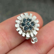 1 Vintage Silver Sapphire Rhinestone Clasp - Sea Beads