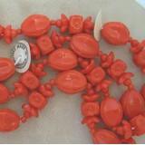 1 Vintage Strand Mixed Red Floral Czech Glass Beads #4208 - Sea Beads
