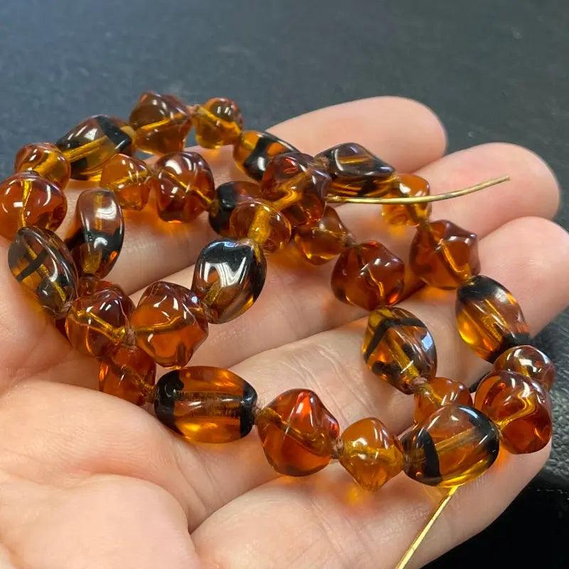 1 Vintage Strand Mixed Tortoise Shell Vintage Glass Beads - Sea Beads