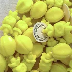 1 Vintage Strand Old Czech Yellow Mixed Glass Beads - Sea Beads