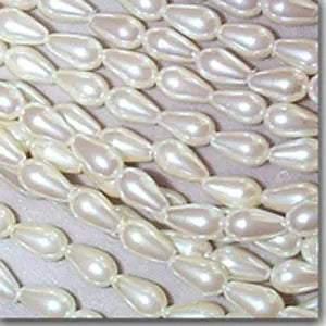 1 Vintage Strand White Pearl Lucite Teardrop Beads - Sea Beads