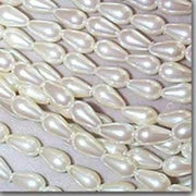1 Vintage Strand White Pearl Lucite Teardrop Beads - Sea Beads