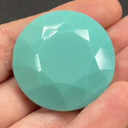 1 Vintage Teal Czech Point Back Round Glass Stone - Sea Beads