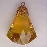 1 Vintage Topaz Faceted Crystal Glass Pendant - Sea Beads
