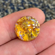 1 Vintage Topaz Foil Round Glass Cabochon - Sea Beads