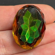 1 Vintage Topaz Green Cushion Back Oval Glass Stone - Sea Beads