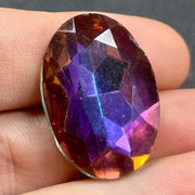 1 Vintage Topaz Purple Cushion Back Oval Glass Stone - Sea Beads