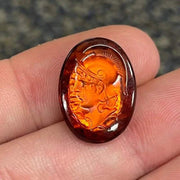 1 Vintage Topaz Roman Gladiator Cameo Oval Glass Stone - Sea Beads