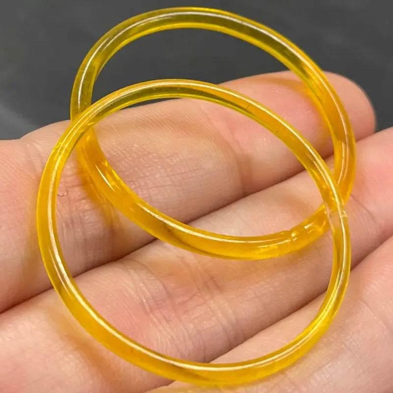 1 Vintage Transparent Yellow Round Glass Ring - Sea Beads