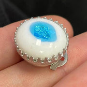 1 Vintage White Blue Japan Foil Clasp - Sea Beads
