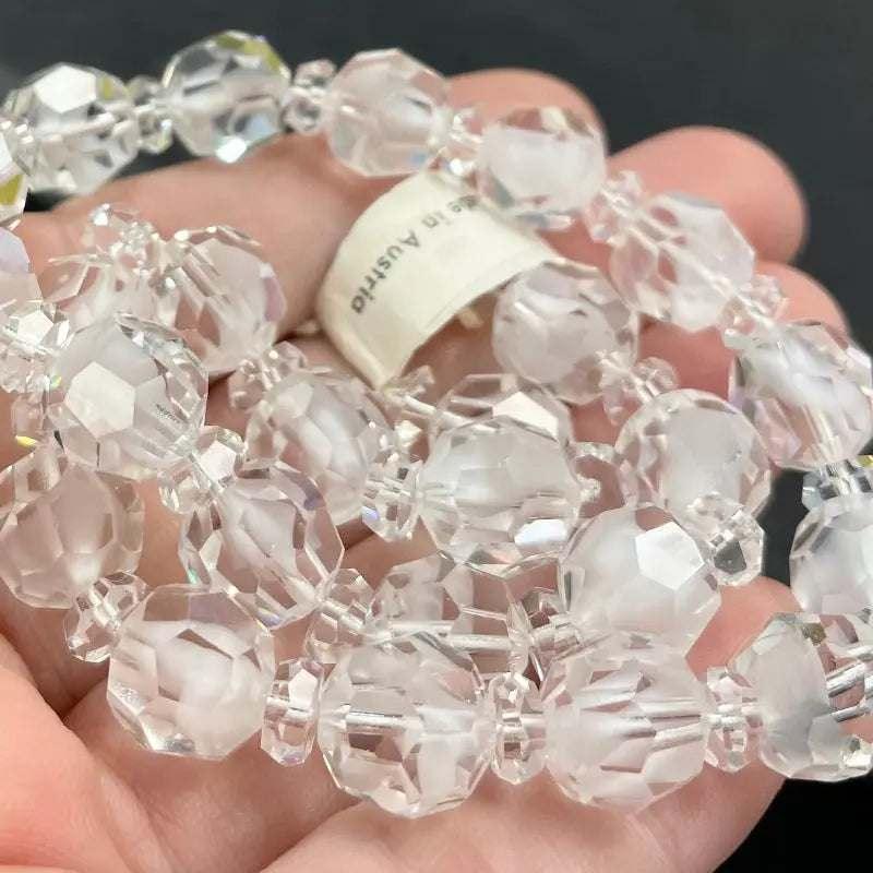 1 Vintage White Givre Swarovski Graduated Bead Strand RARE!! - Sea Beads