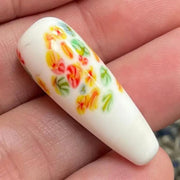1 Vintage White Japan Millefiori Teardrop Glass Bead - Sea Beads