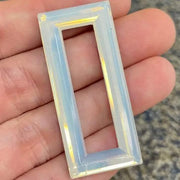 1 Vintage White Opal Rectangle Ring Glass Cabochon - Sea Beads