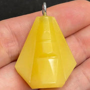 1 Vintage Yellow Butterscotch Japan Deco Glass Pendant - Sea Beads