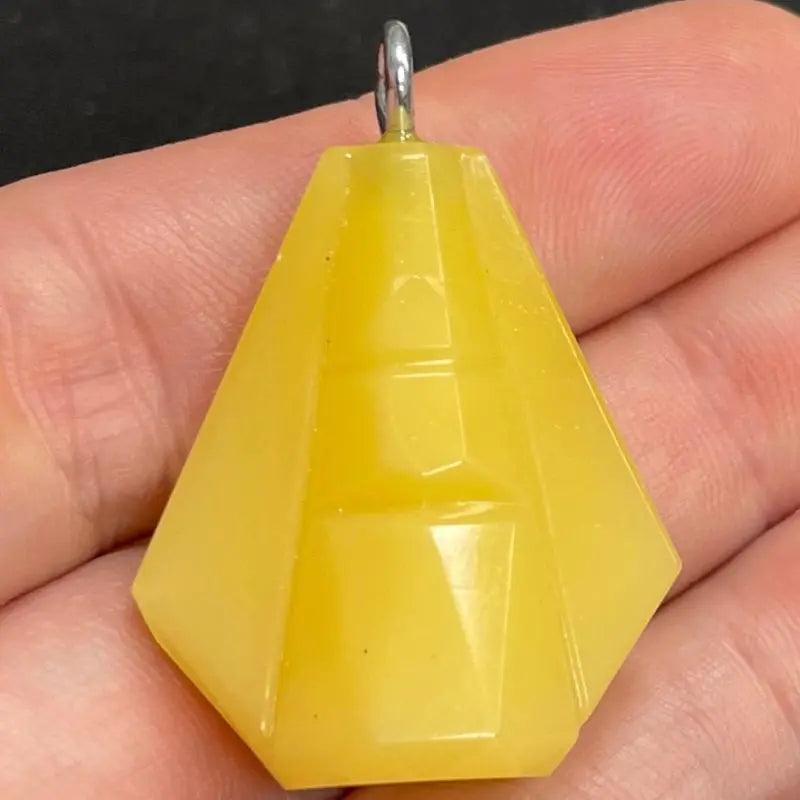 1 Vintage Yellow Butterscotch Japan Deco Glass Pendant - Sea Beads