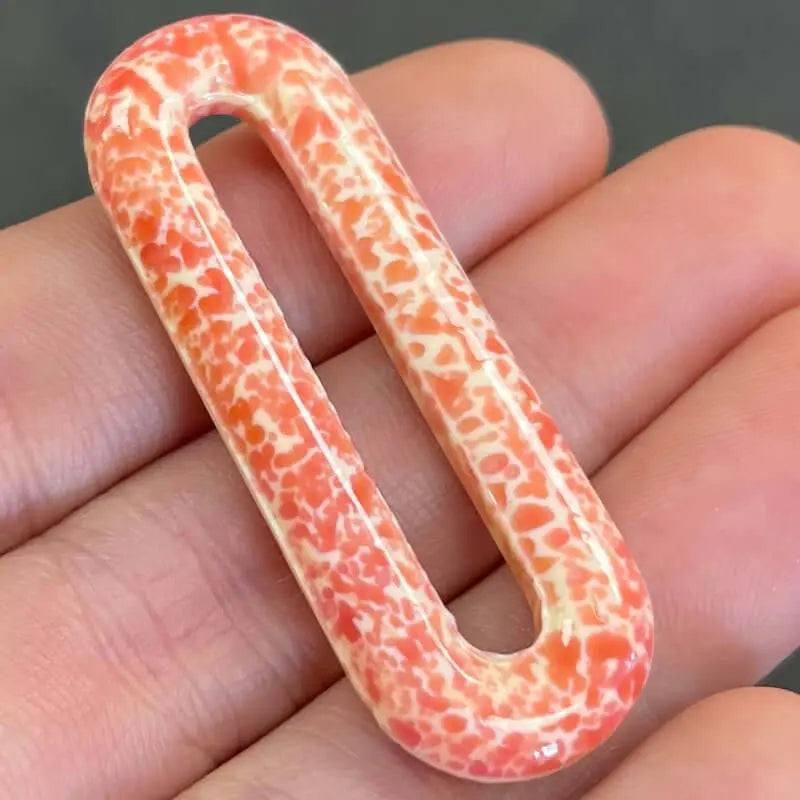 1 Vintage Yellow Coral Japan Mottled Glass Ring - Sea Beads