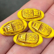 1 Vintage Yellow Glass Scarab Glass Cabochon - Sea Beads