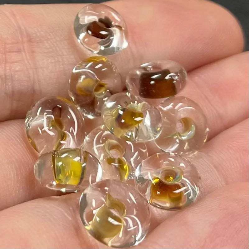 10 Artisan Boro Lampwork Rondelle Glass Beads - Sea Beads
