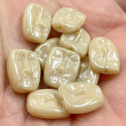 10 Beige Face Czech Glass Beads - Sea Beads
