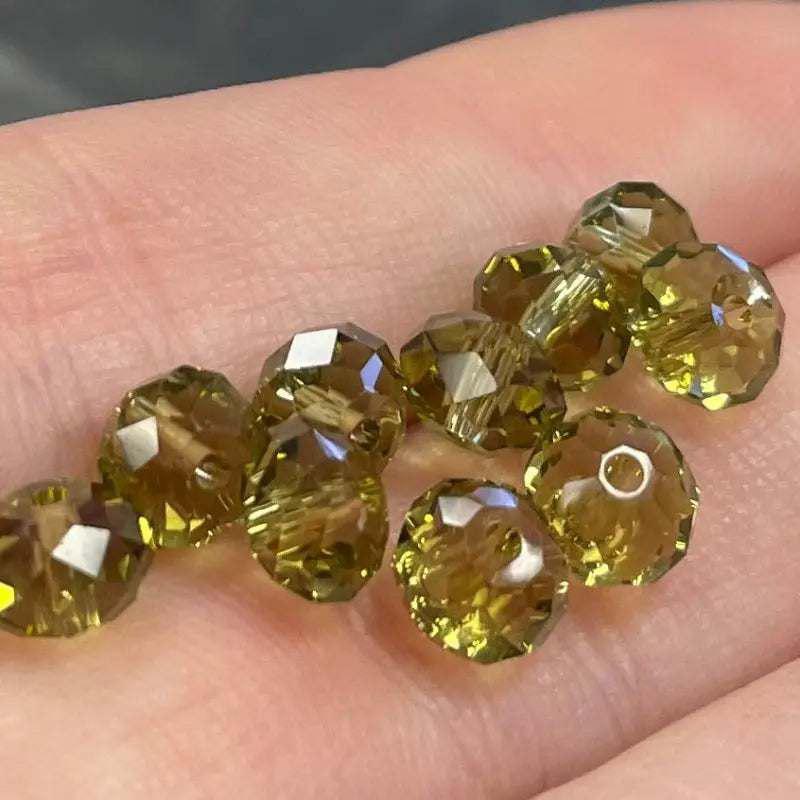 10 Khaki Rondelle Swarovski Crystal Beads - Sea Beads