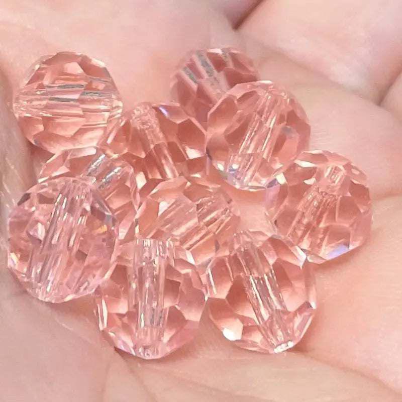 10 Pink Transparent Faceted Glass Beads - Sea Beads